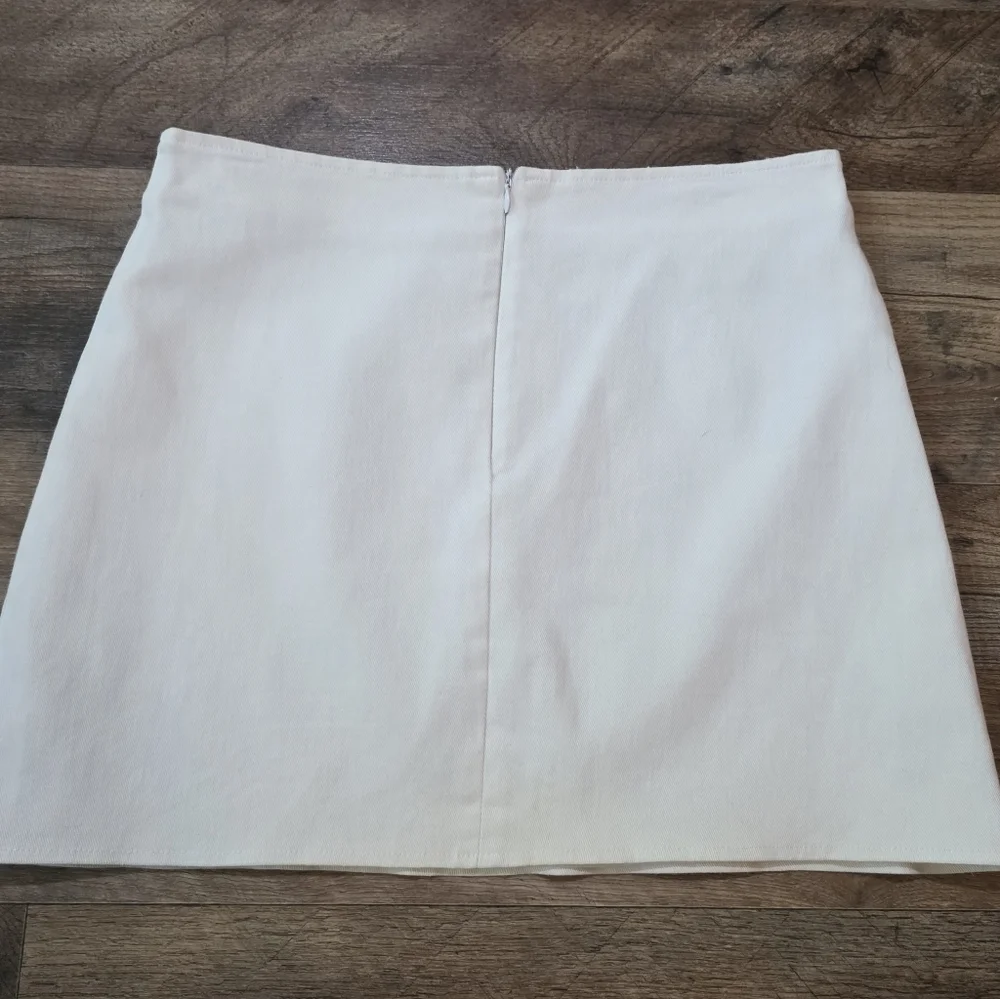 Velzera White Mini Skirt with Red, Yellow & Blue Floral Embroidery
